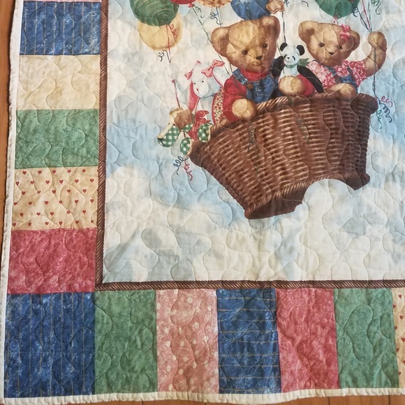 Blue jean teddy bear childs quilt  34 x 40in - Picture 2 of 4